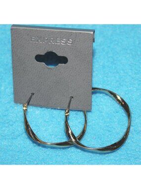 Express Gold Twisted Hoop Earrings Vintage Y2K Deadstock